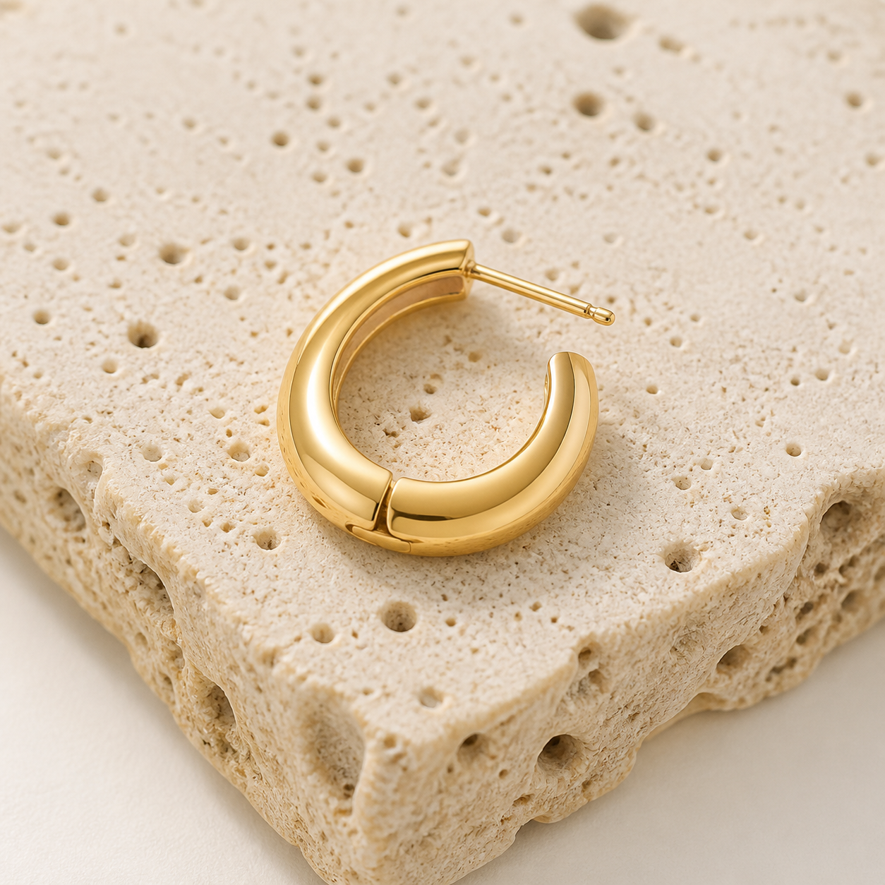 Parma Domed Hoop Earrings stone detail 02 by SURI