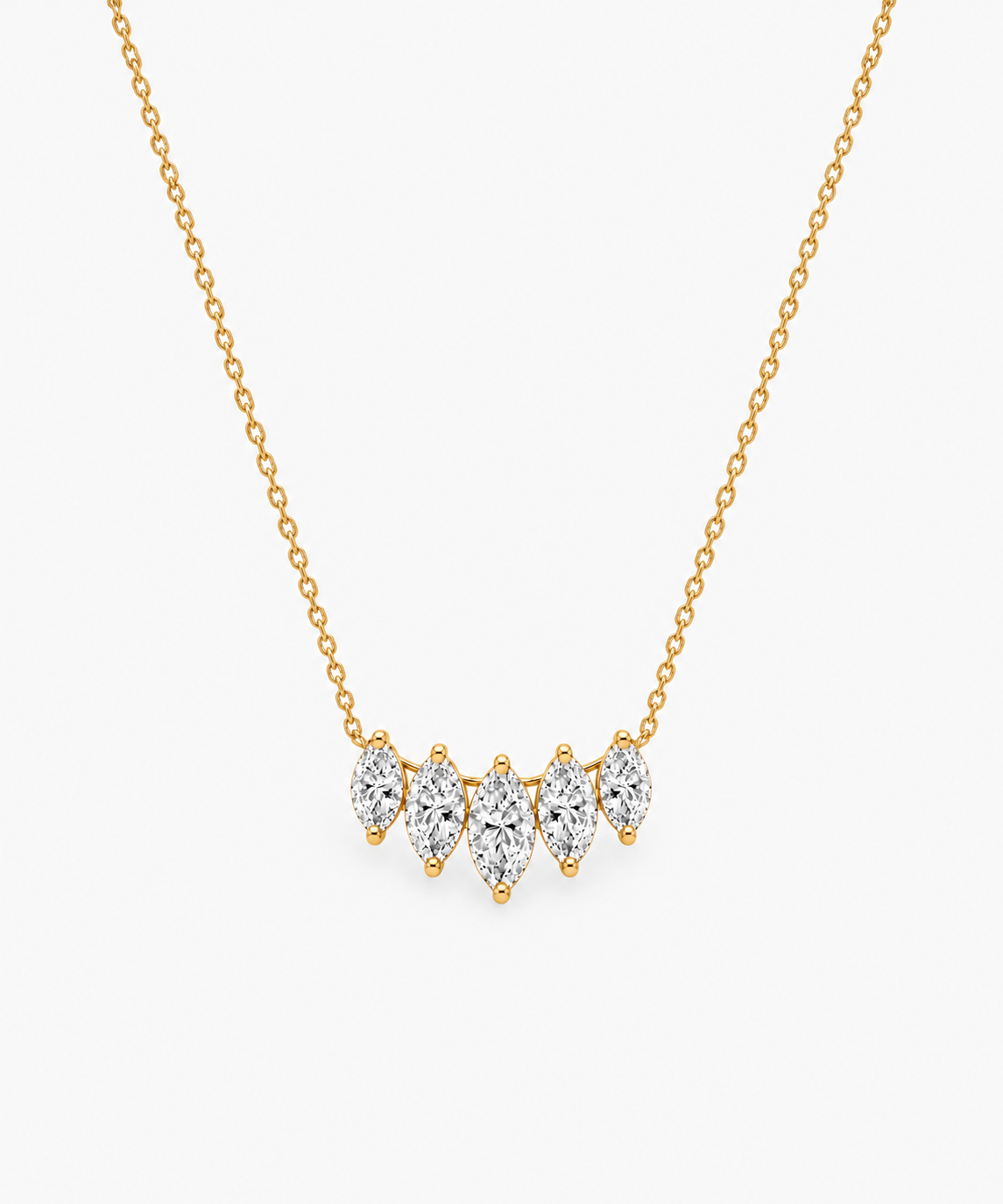 Aurora Marquise Pendant Necklace — Yellow Gold on white background