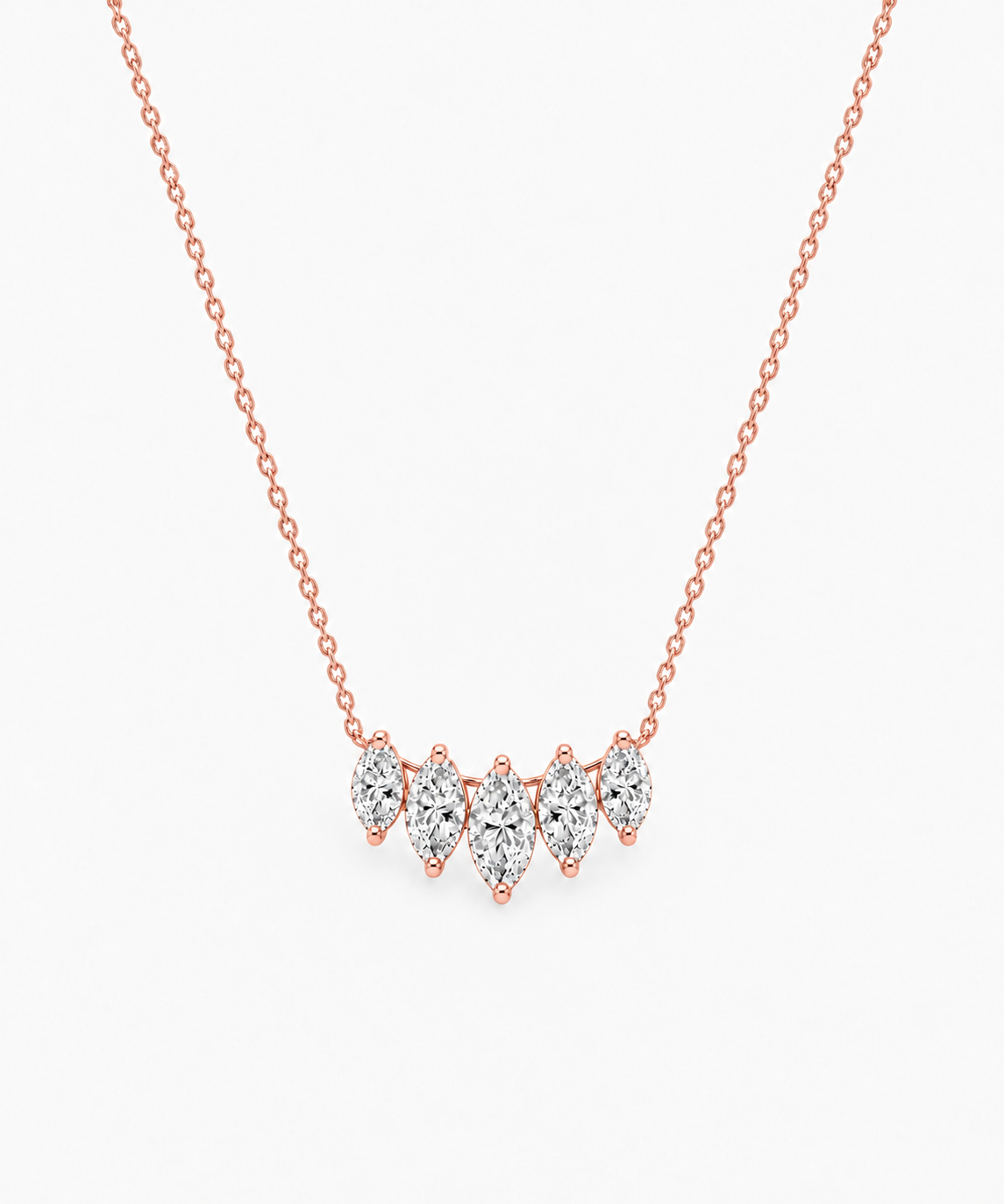 Aurora Marquise Pendant Necklace — Rose Gold on white background
