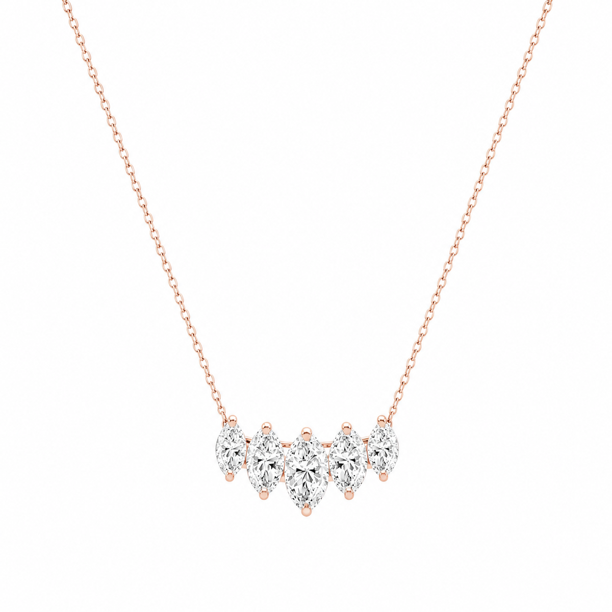 Aurora Marquise Pendant Necklace in rose gold on white background