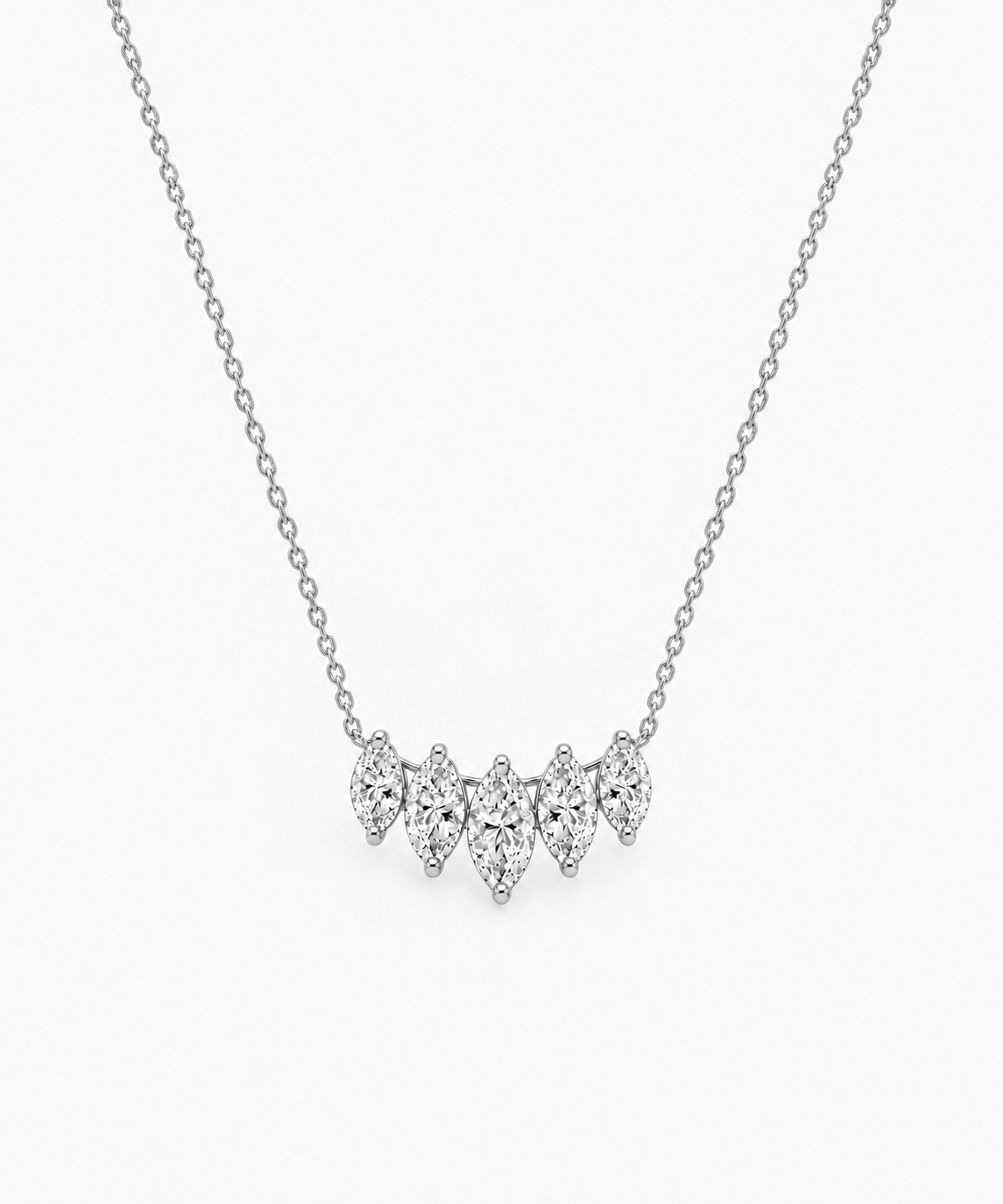 Aurora Marquise Pendant Necklace — Silver on white background