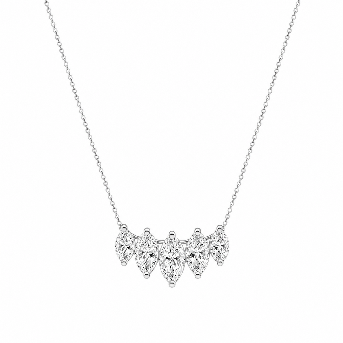 Aurora Marquise Pendant Necklace in silver on white background