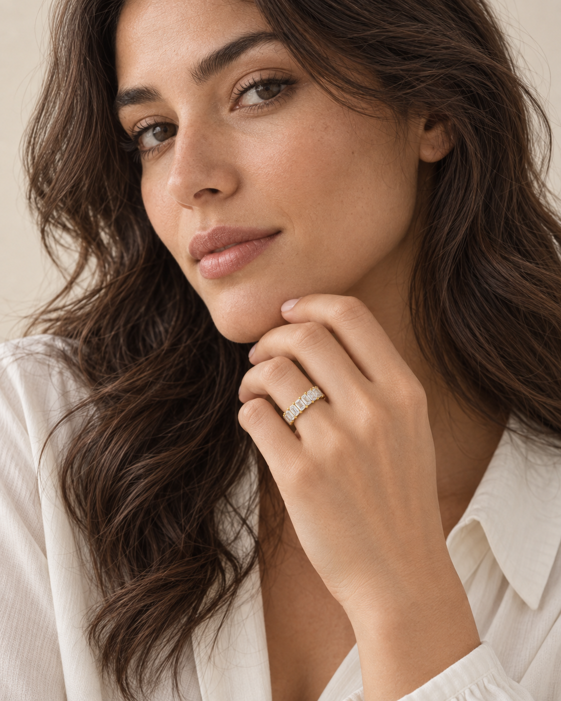 Aveline Emerald-Cut Eternity Ring — gold model