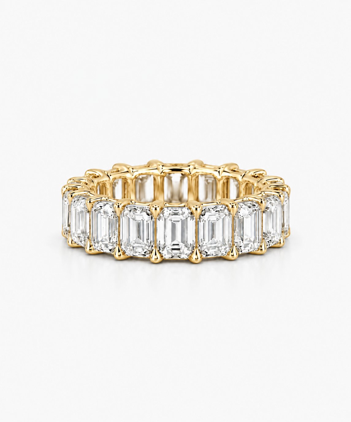 Aveline Emerald-Cut Eternity Ring — Yellow Gold on white background