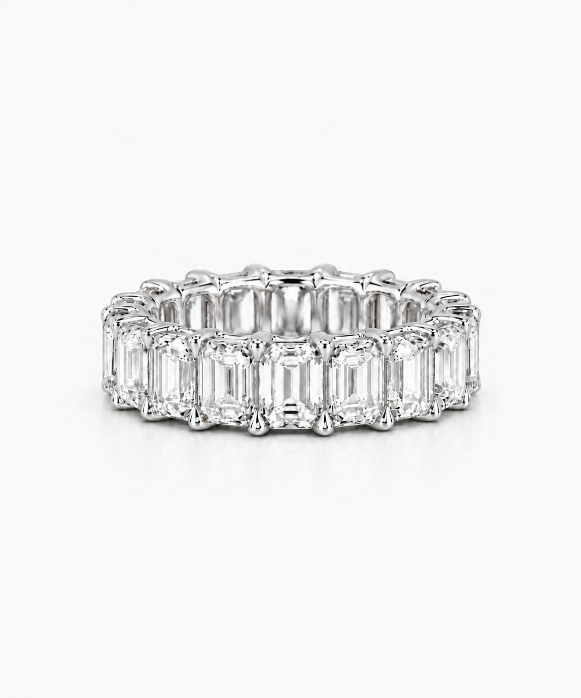 Aveline Emerald-Cut Eternity Ring — Silver on white background