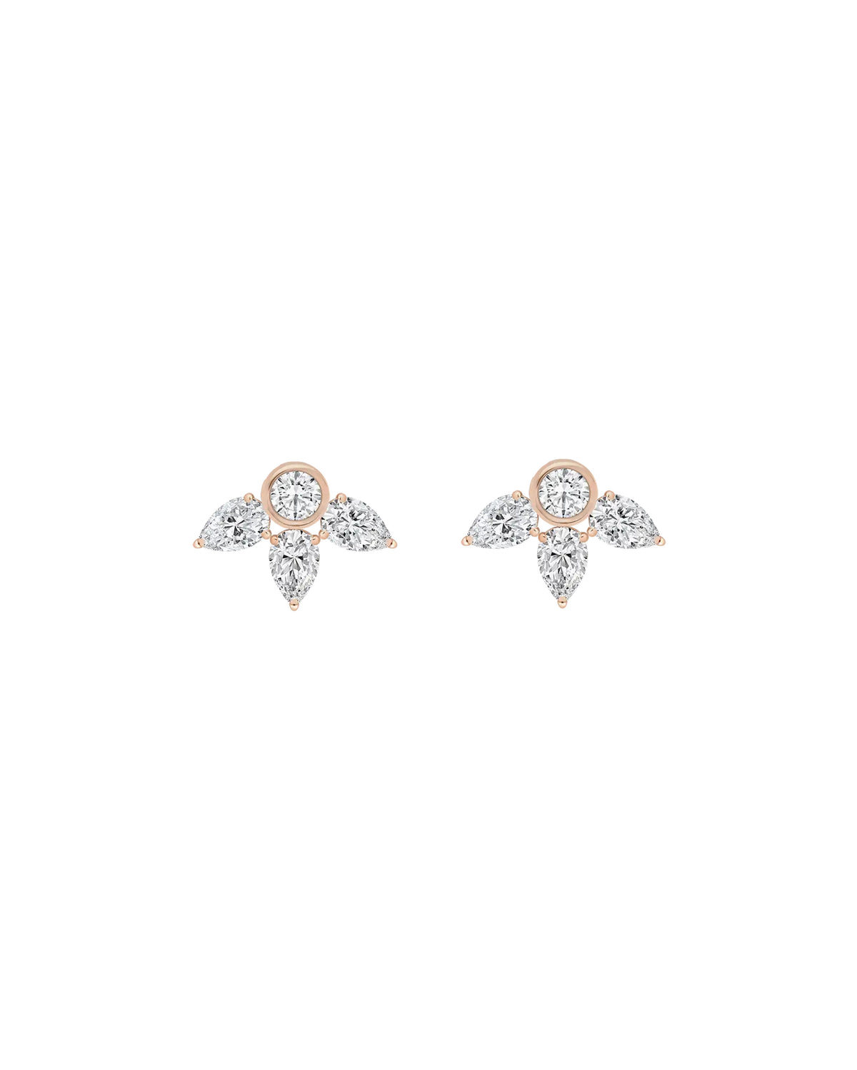 Camille Pear-Cut Stud Earrings in rose gold, white-background product view
