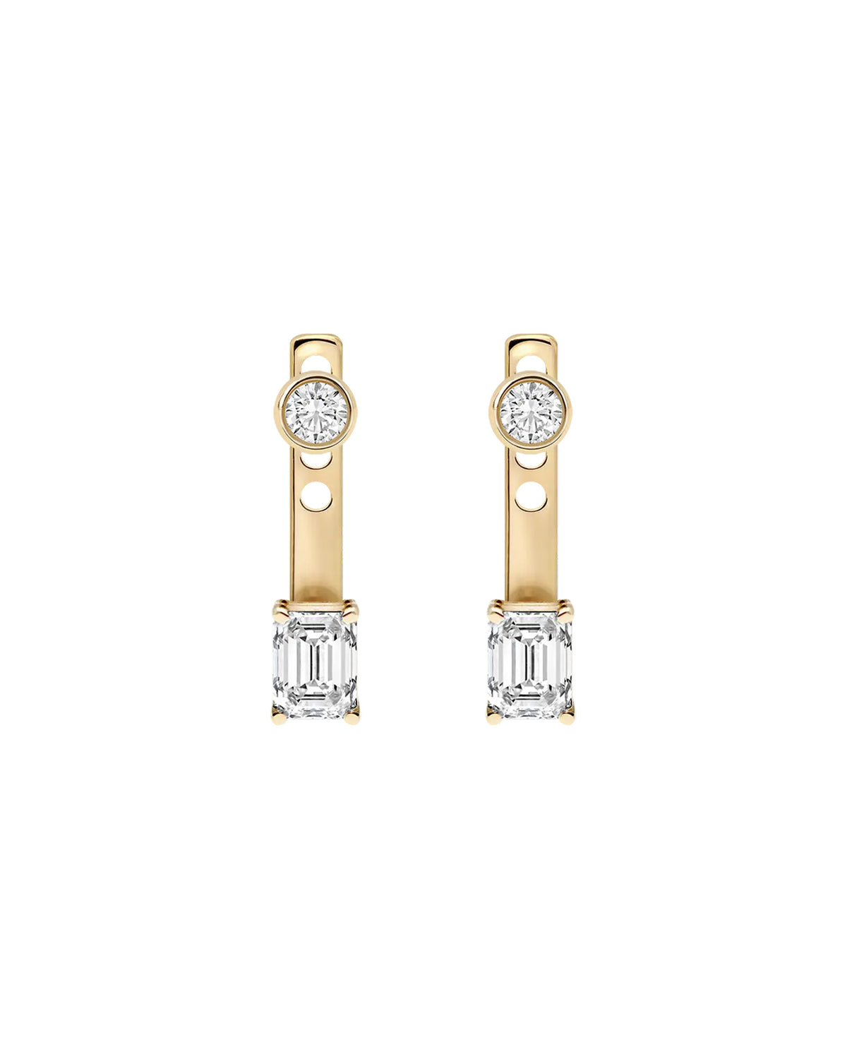 Clara Emerald-Cut Jacket Earrings in gold, white-background product view