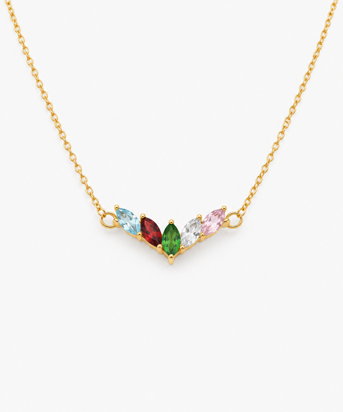 Osaka Birthstone Necklace — Yellow Gold on white background