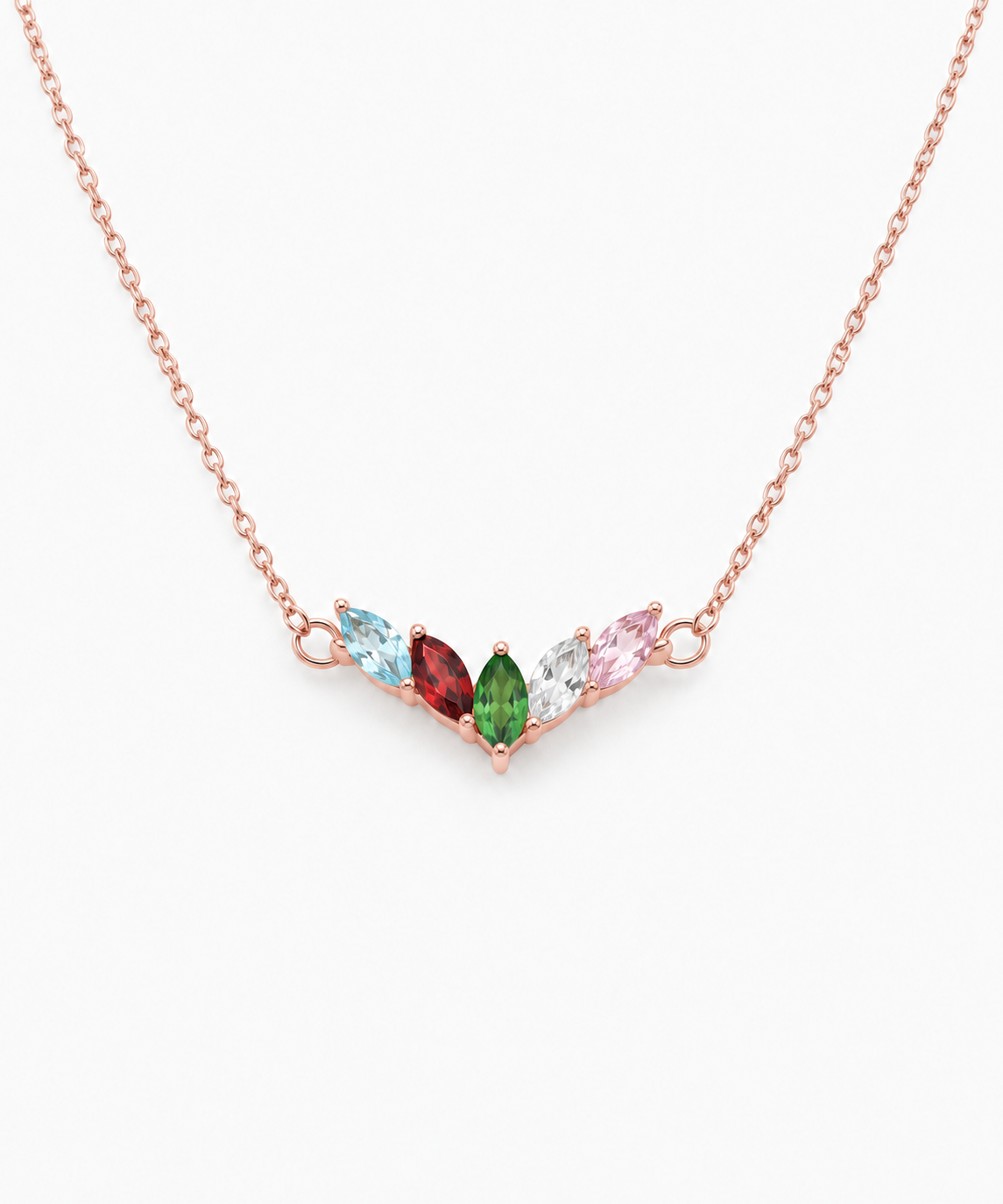 Osaka Birthstone Necklace — Rose Gold on white background