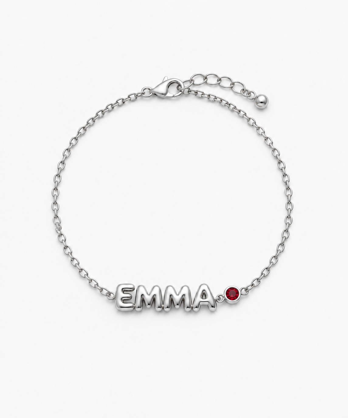 Sia Bubble Engravable Birthstone Bracelet — silver on white/gray background