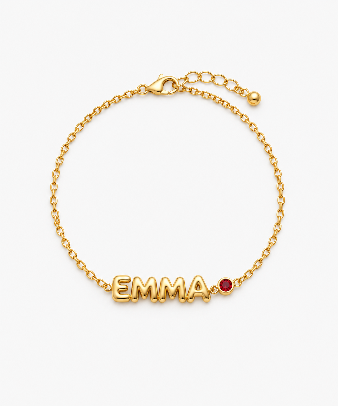 Sia Bubble Engravable Birthstone Bracelet — gold on white/gray background