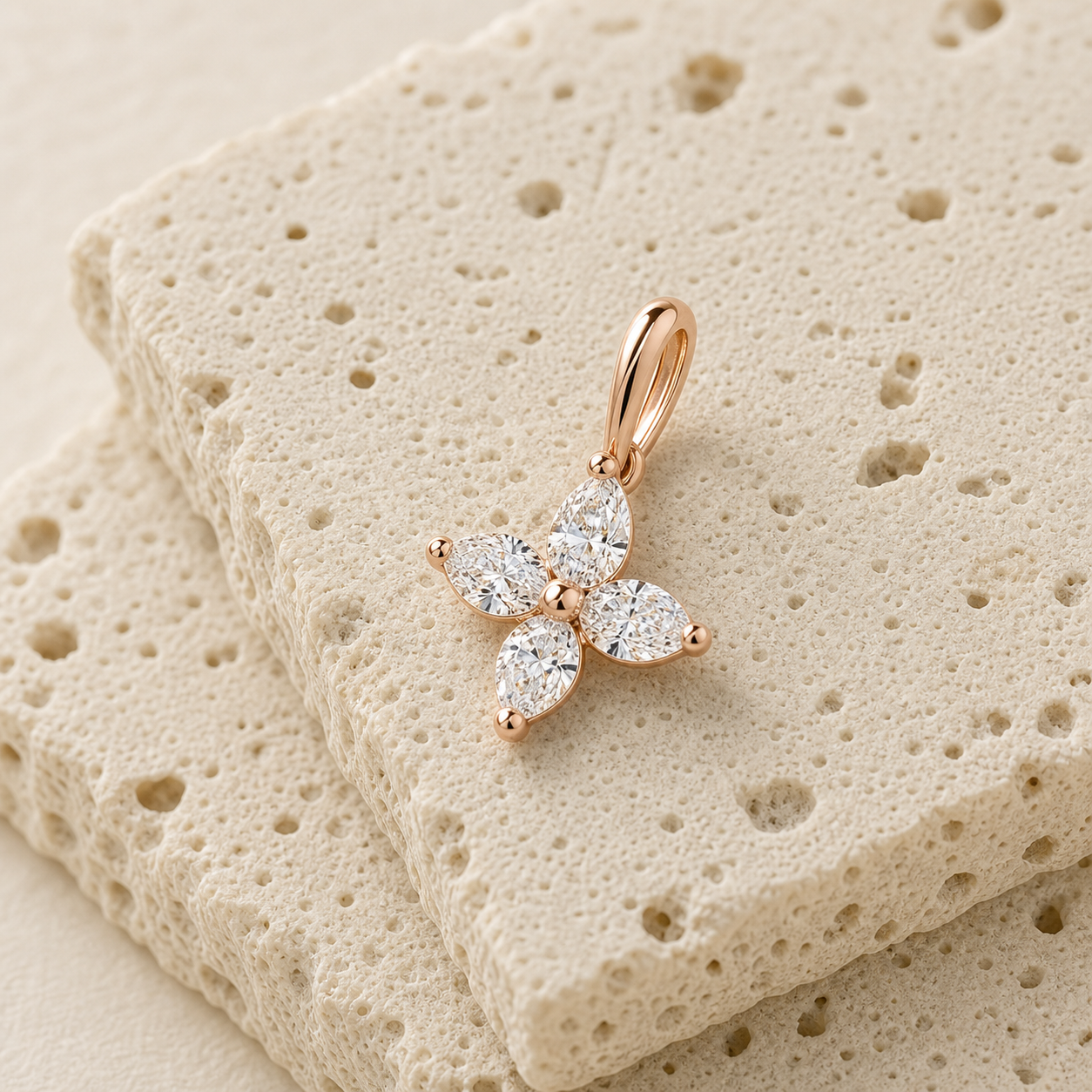 Fiora Diamond Flower Pendant rock rose gold by SURI