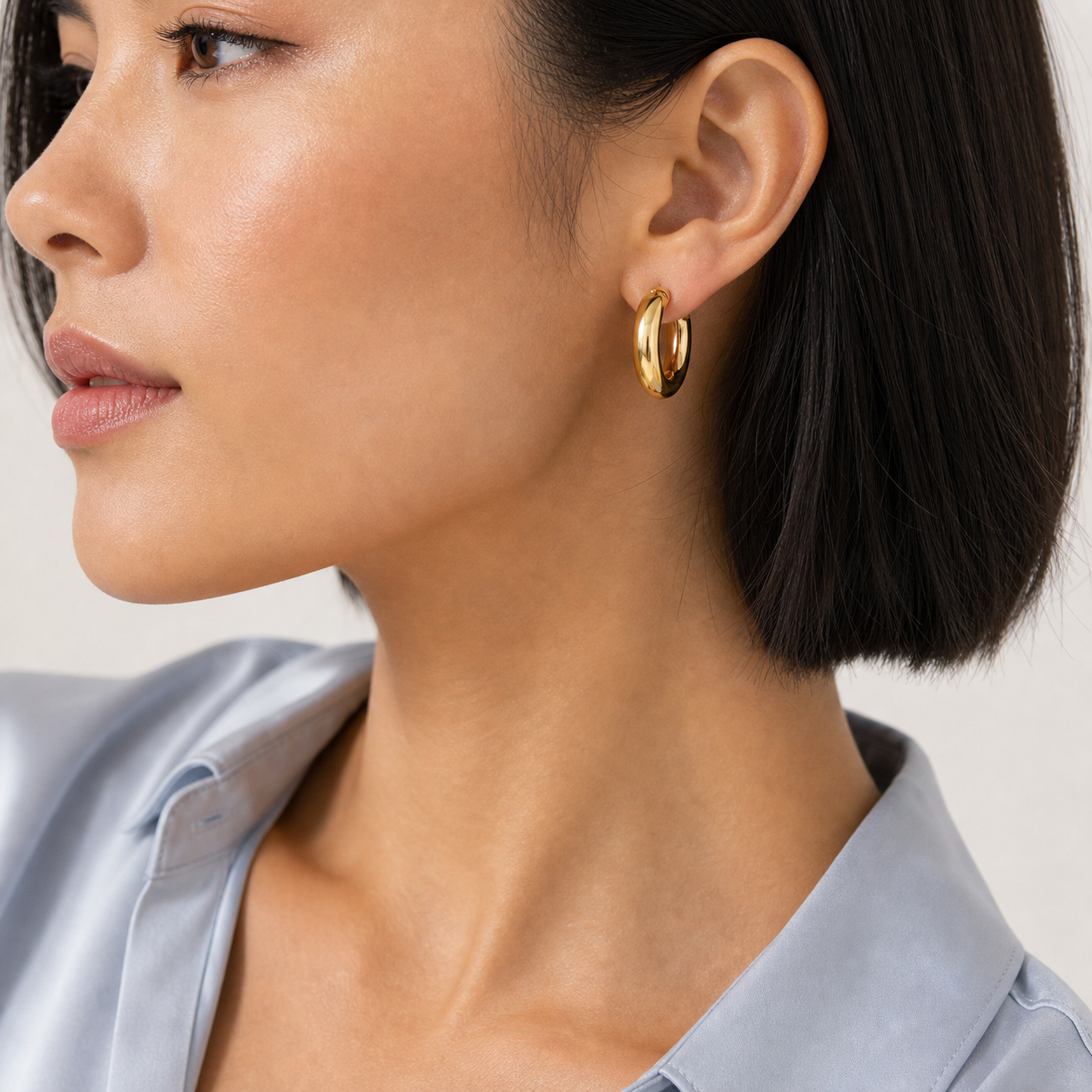 Celine Dome Hoop Earrings model gold 02 by SURI