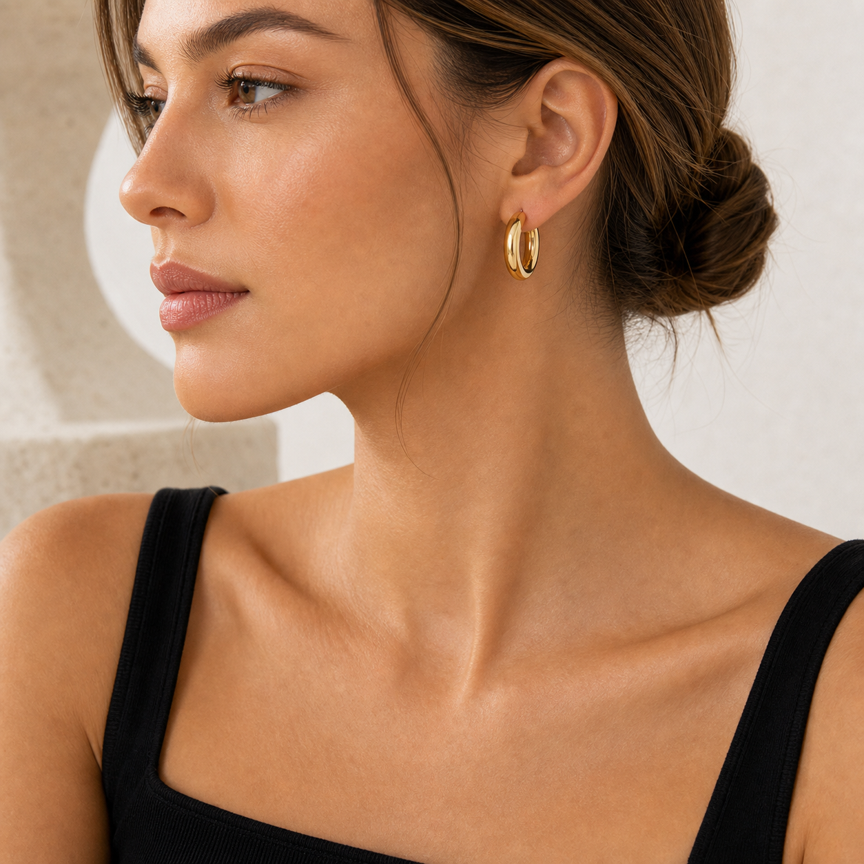 Celine Dome Hoop Earrings model gold 03 by SURI