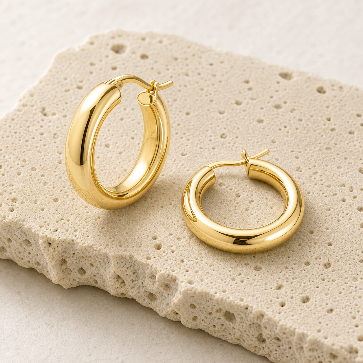 Celine Dome Hoop Earrings rock gold by SURI