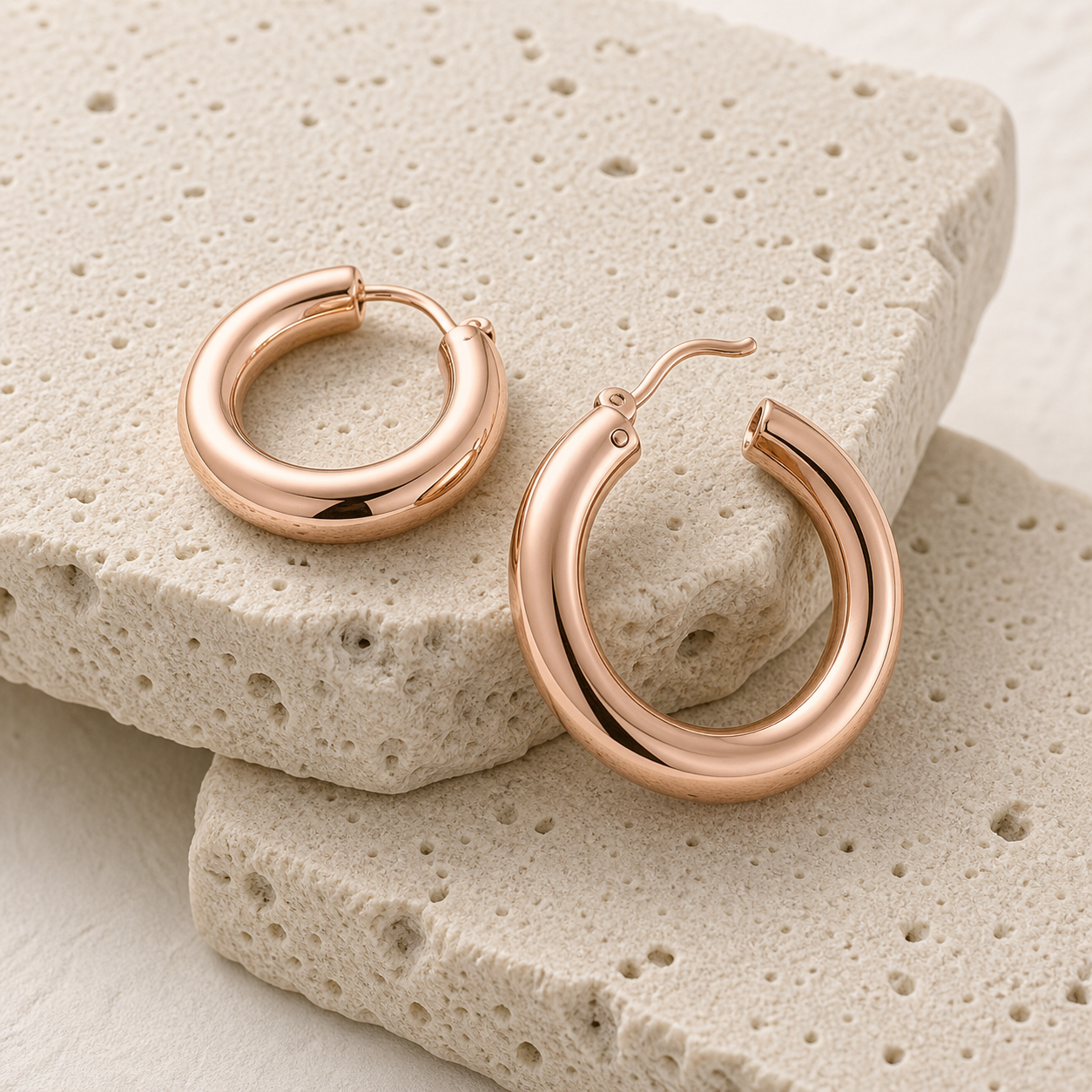 Celine Dome Hoop Earrings rock rose gold by SURI