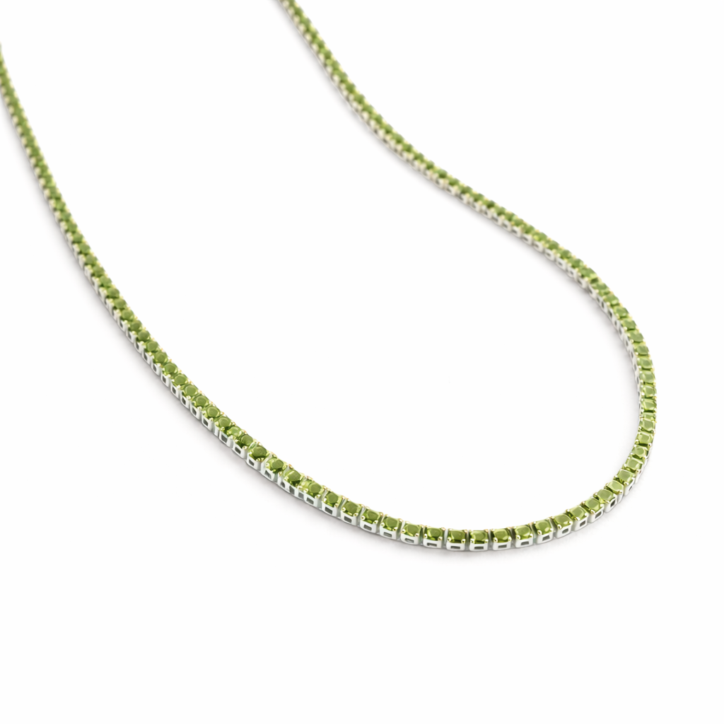 Midori Peridot Tennis Necklace scale detail by SURI