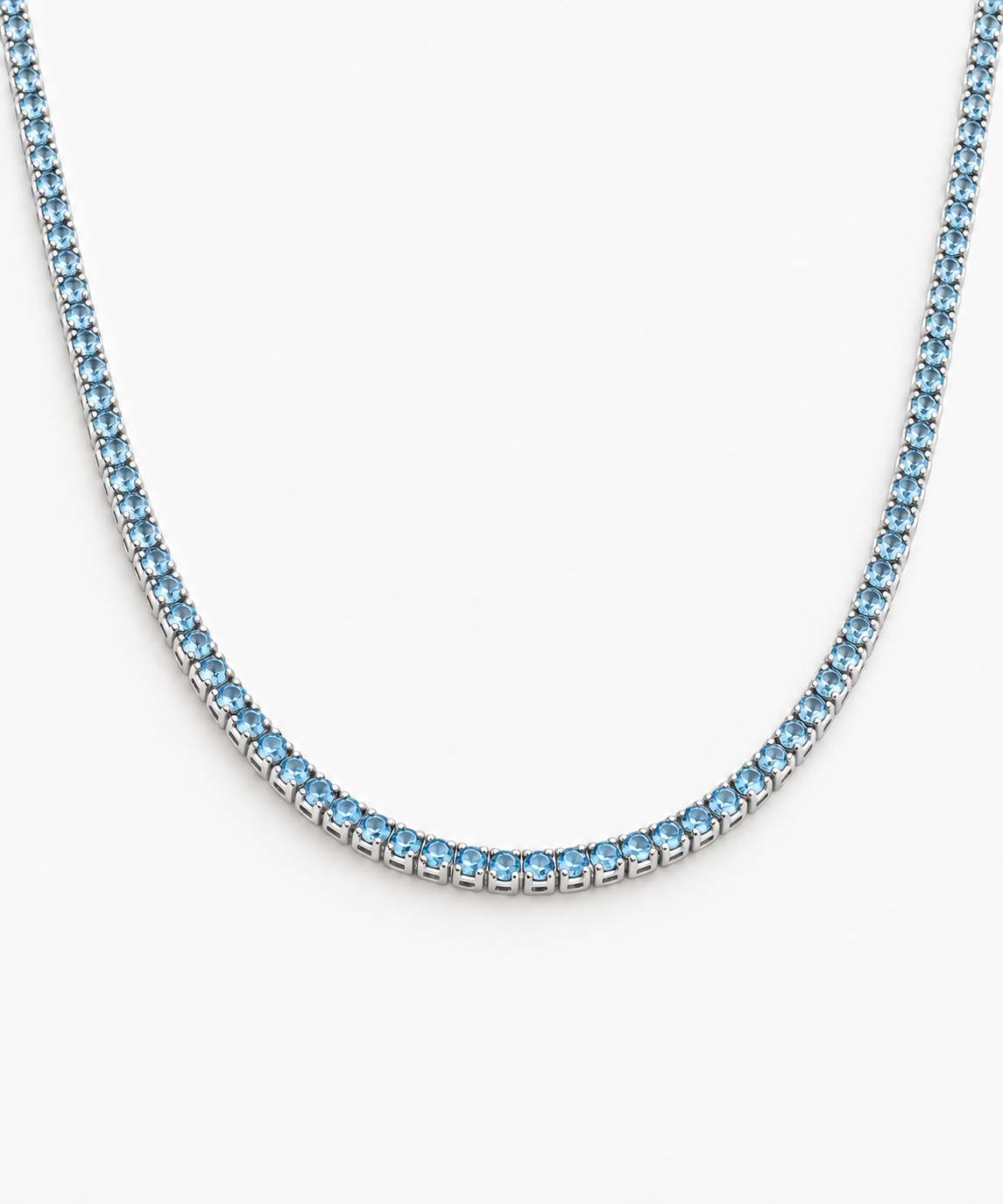 Serafina Aquamarine Tennis Necklace — silver on white background