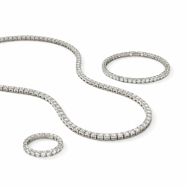 Tennis Diamond Trio Set Silver