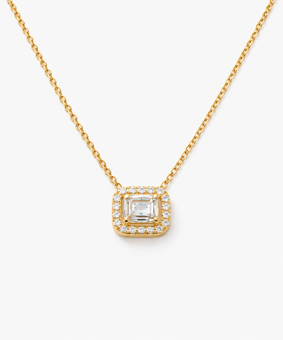 Mizu Pavé Baguette Necklace in gold on white background