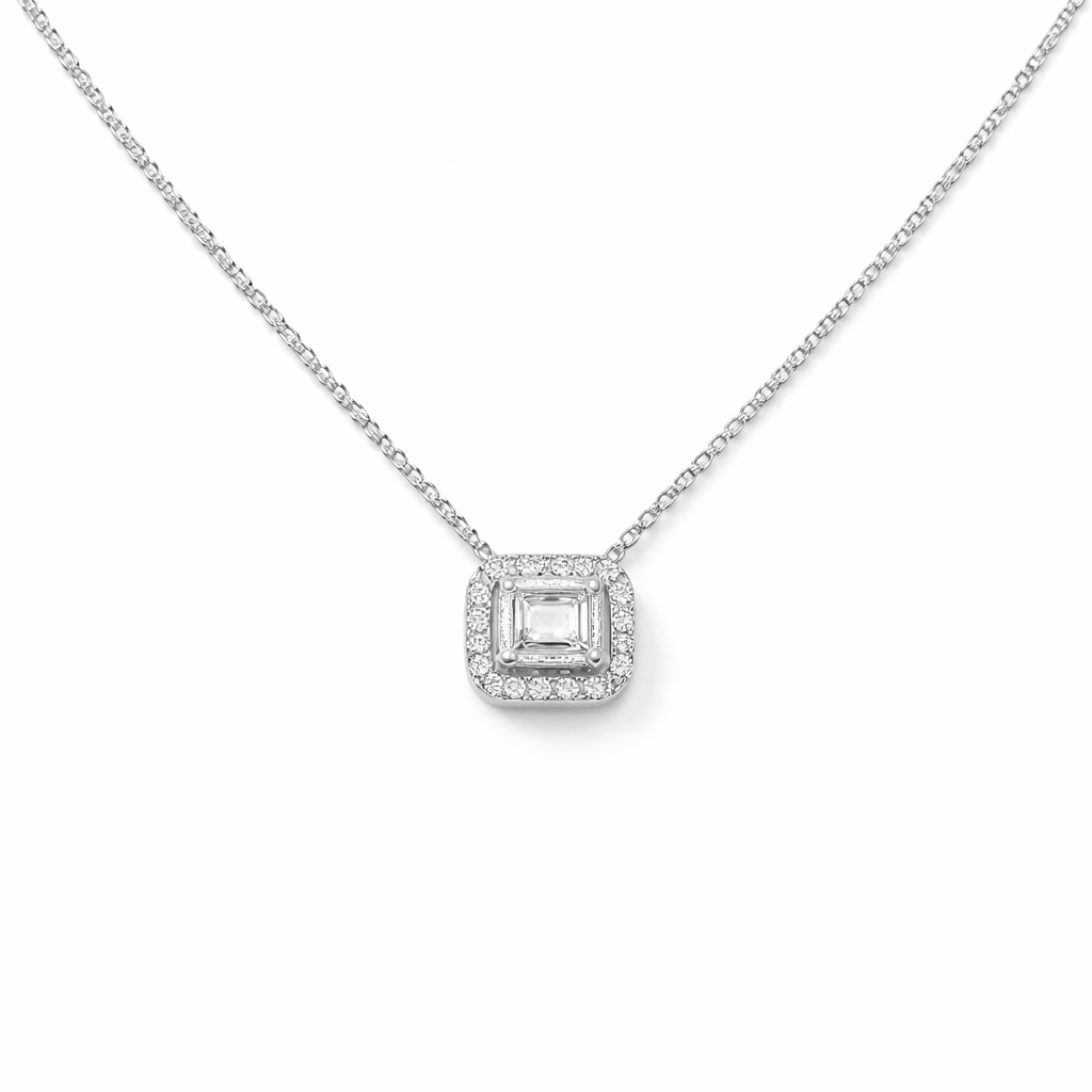 Mizu Pave Baguette Necklace layering detail by SURI