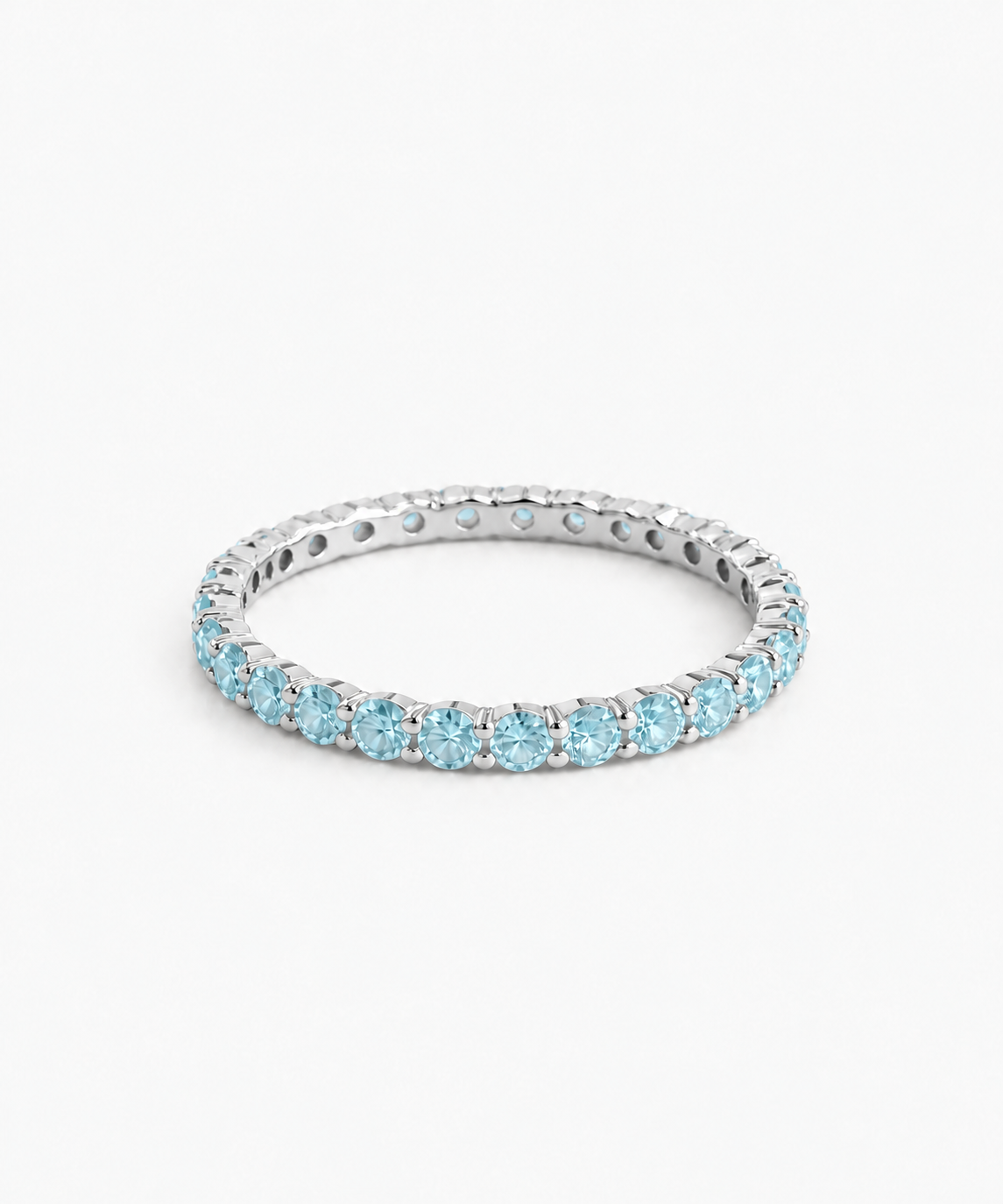 Serafina Aquamarine Birthstone Ring in silver on white background