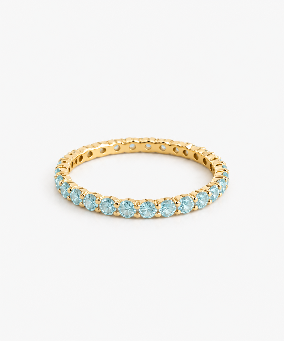 Serafina Aquamarine Birthstone Ring in gold on white background