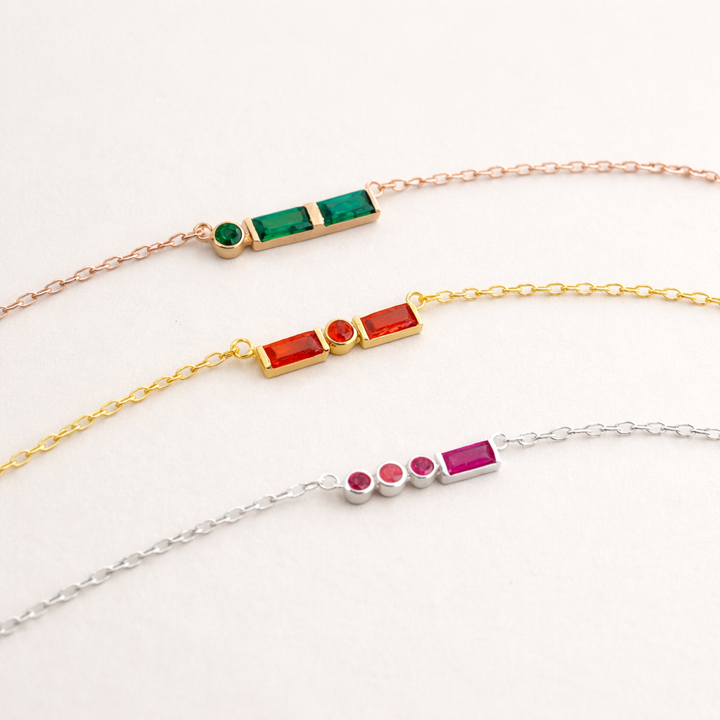 Morse Code Birthstone Necklace