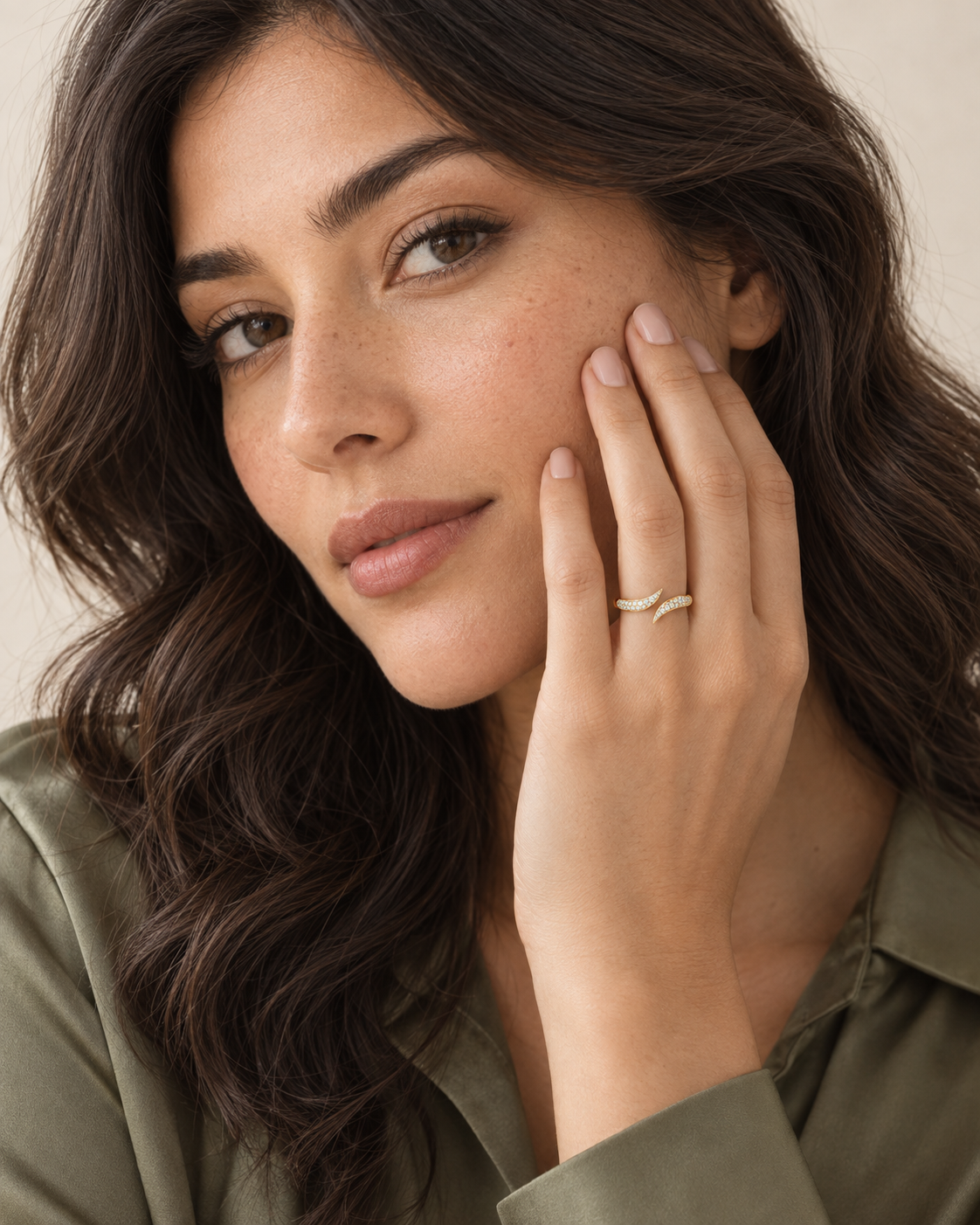 Elara Pavé Bypass Ring — gold model