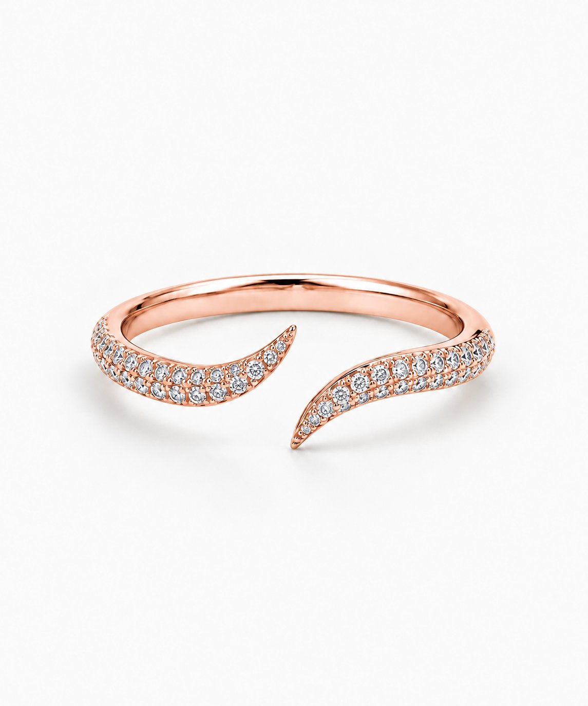 Elara Pavé Bypass Ring — Rose Gold on white background