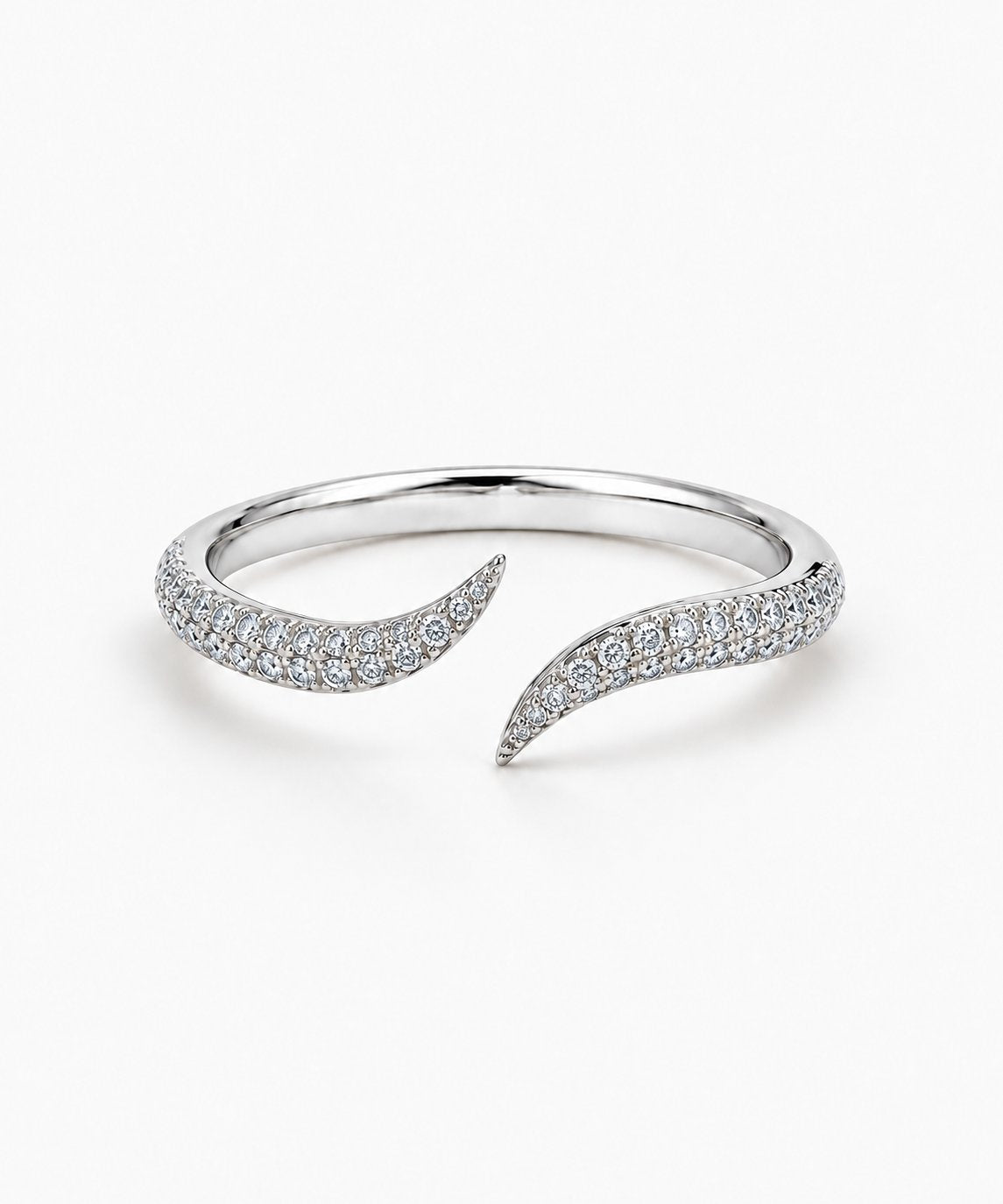 Elara Pavé Bypass Ring — Silver on white background