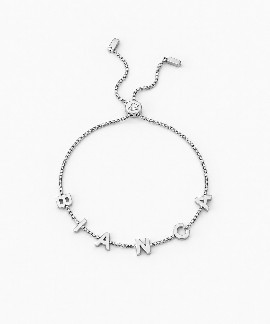 Linea Letter Bracelet in silver on white background