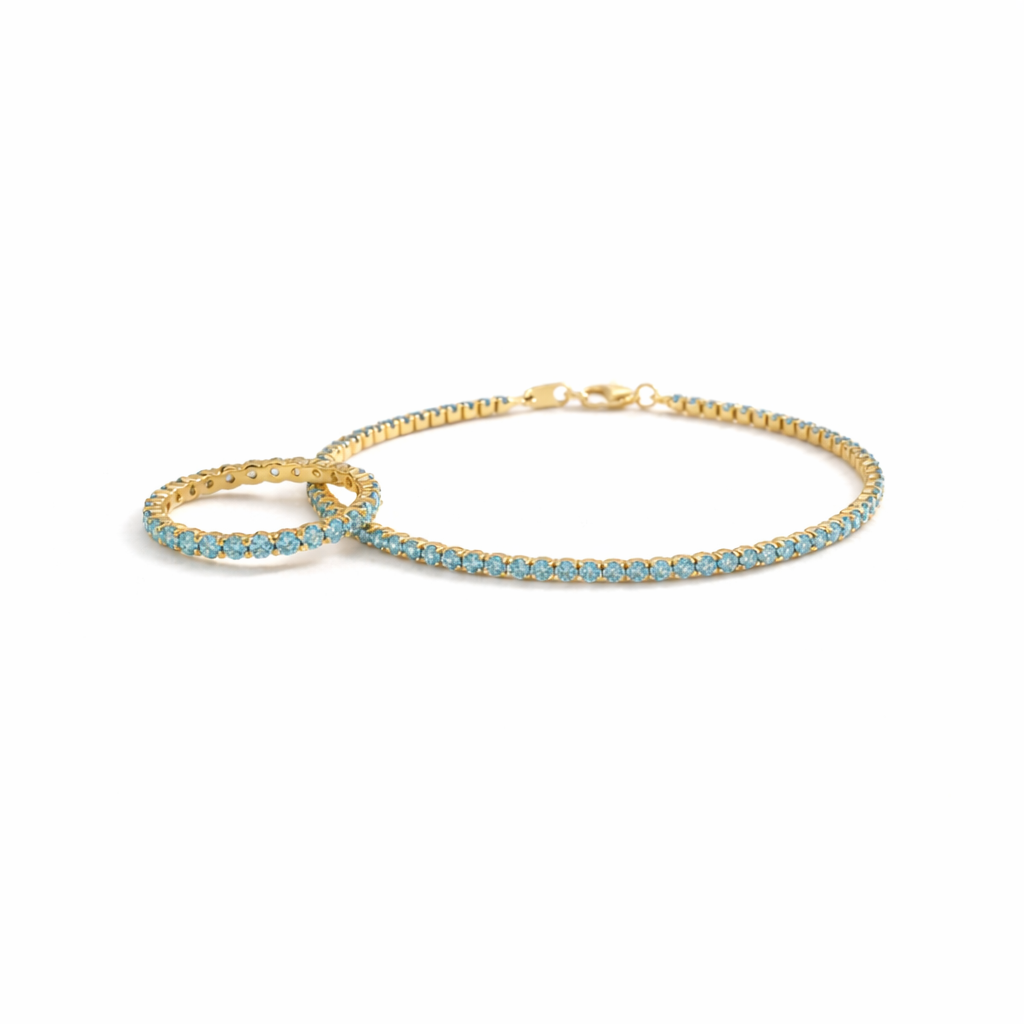 Serafina Aquamarine Tennis Duo Set in 10K yellow gold
