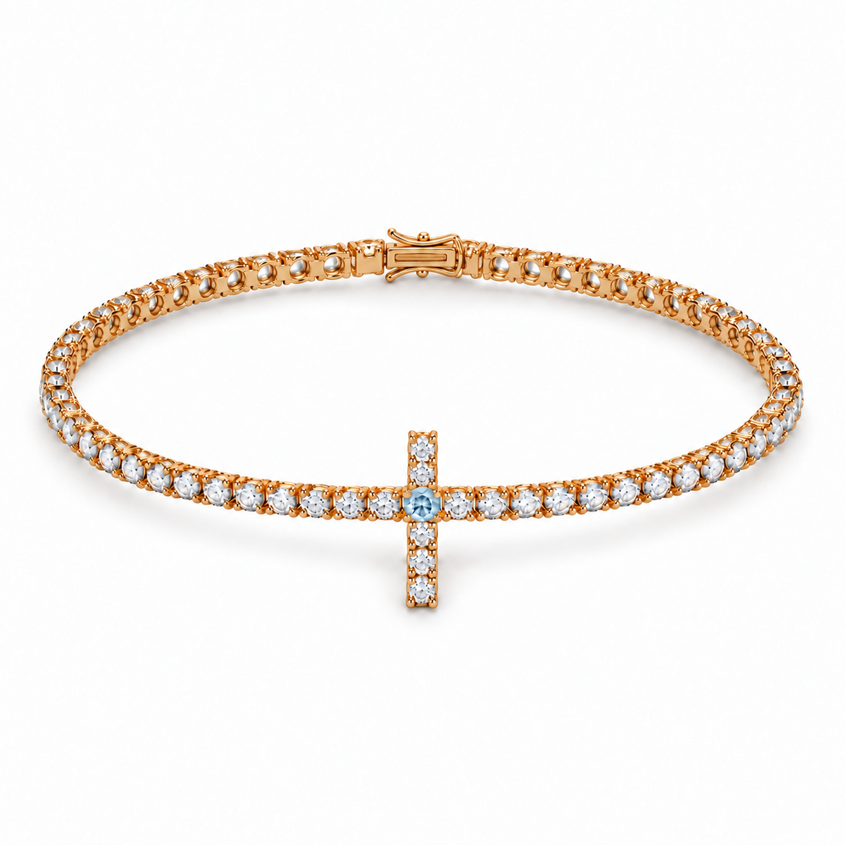 Evangelina Cross Birthstone Tennis Bracelet gold product