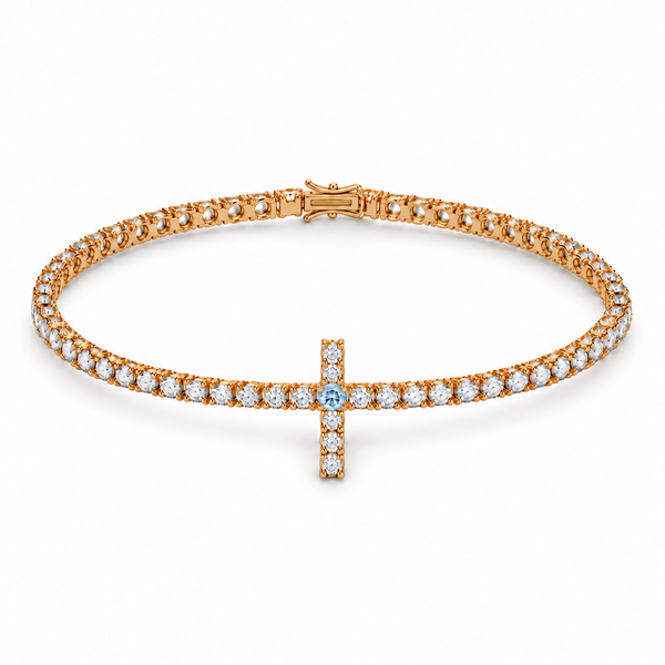 Evangelina Cross Birthstone Tennis Bracelet