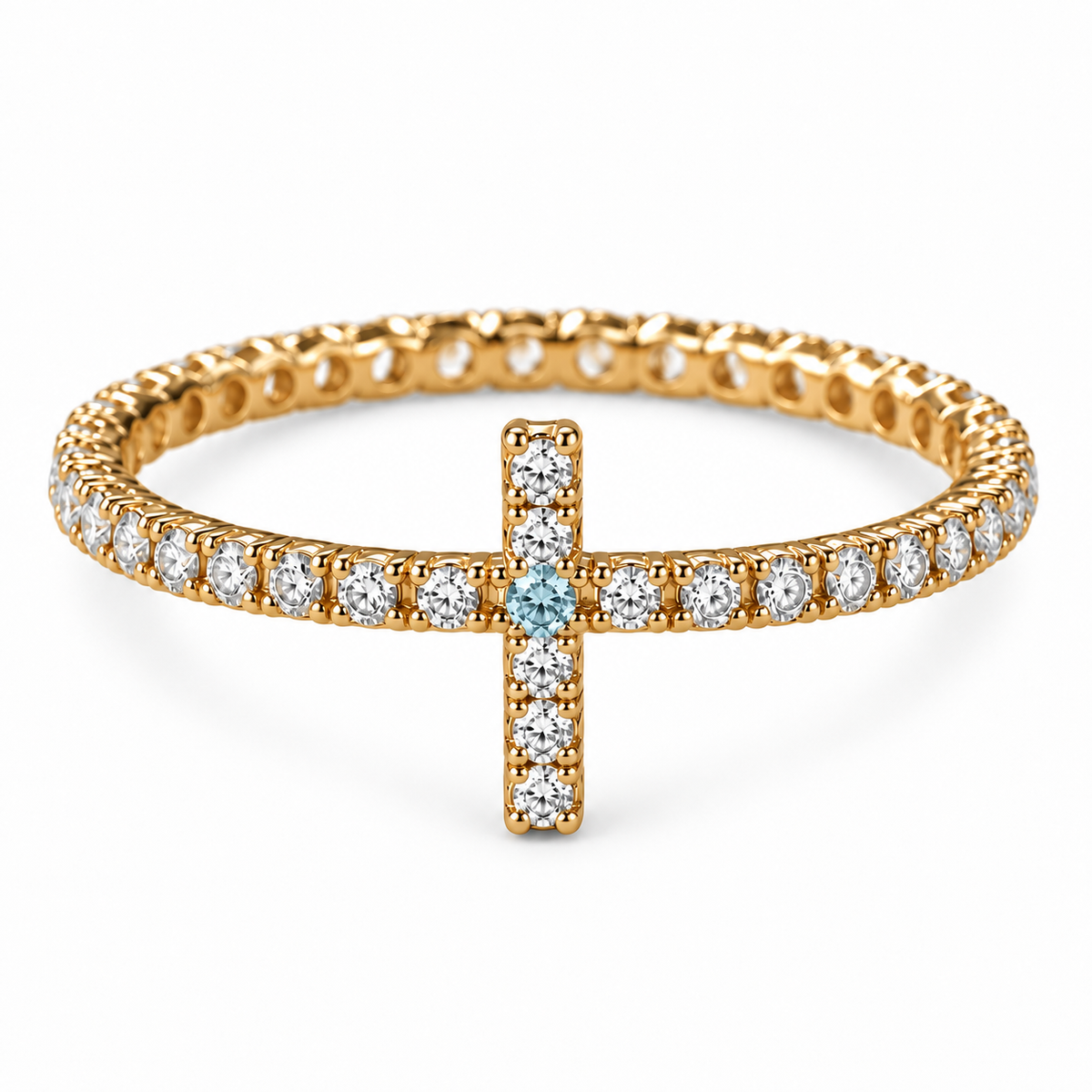 Evangelina Cross Birthstone Tennis Ring gold product