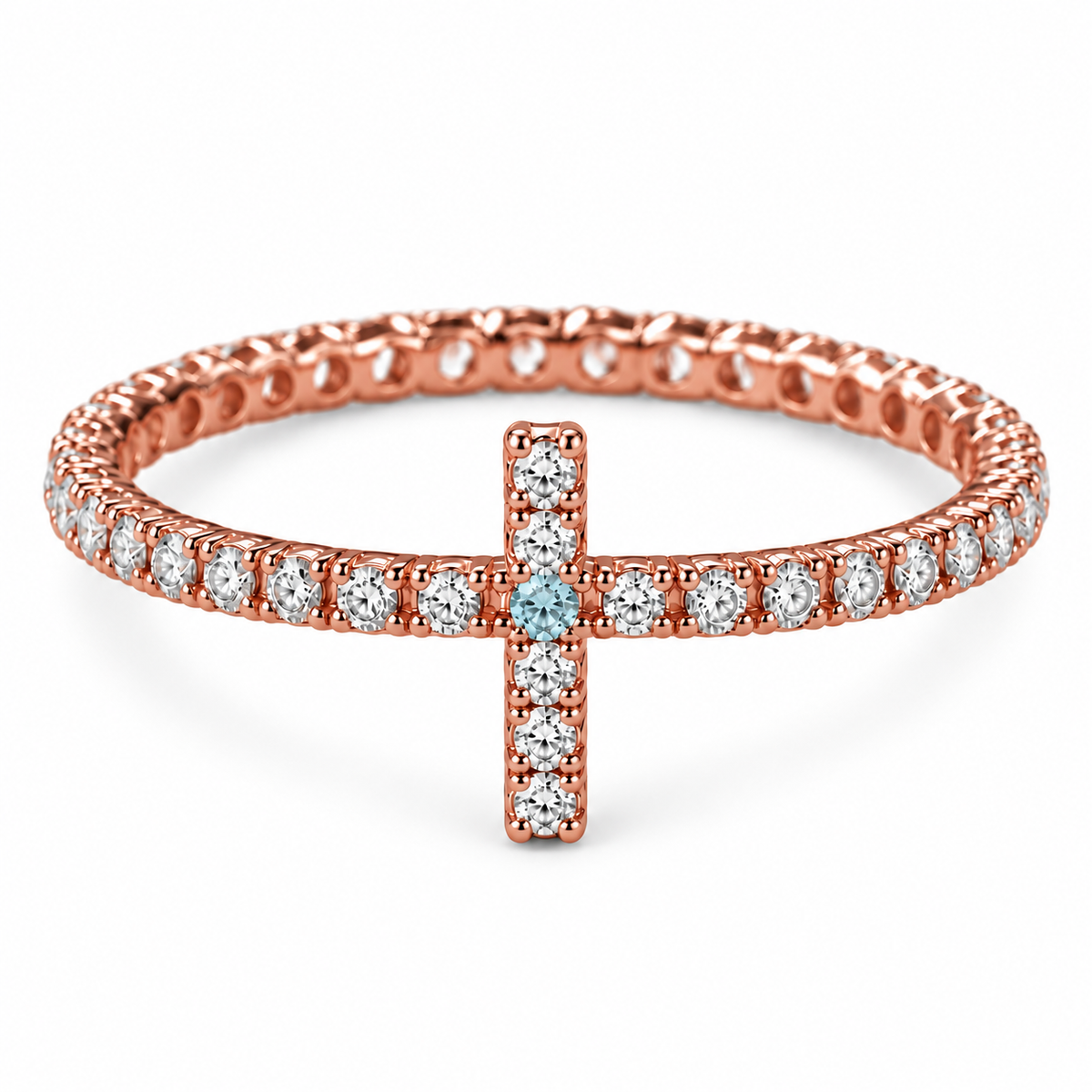 Evangelina Cross Birthstone Tennis Ring rose gold product