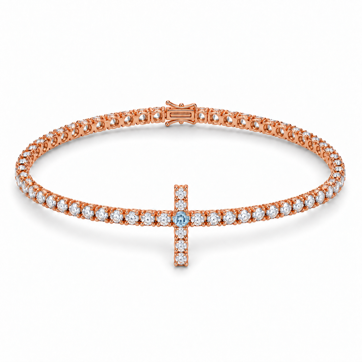 Evangelina Cross Birthstone Tennis Bracelet rose gold product