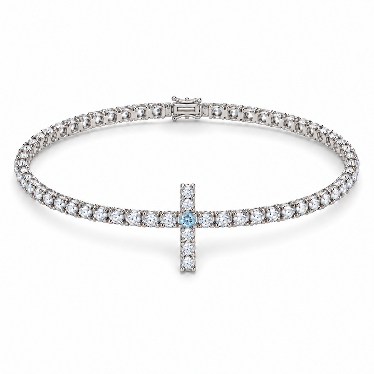 Evangelina Cross Birthstone Tennis Bracelet silver product