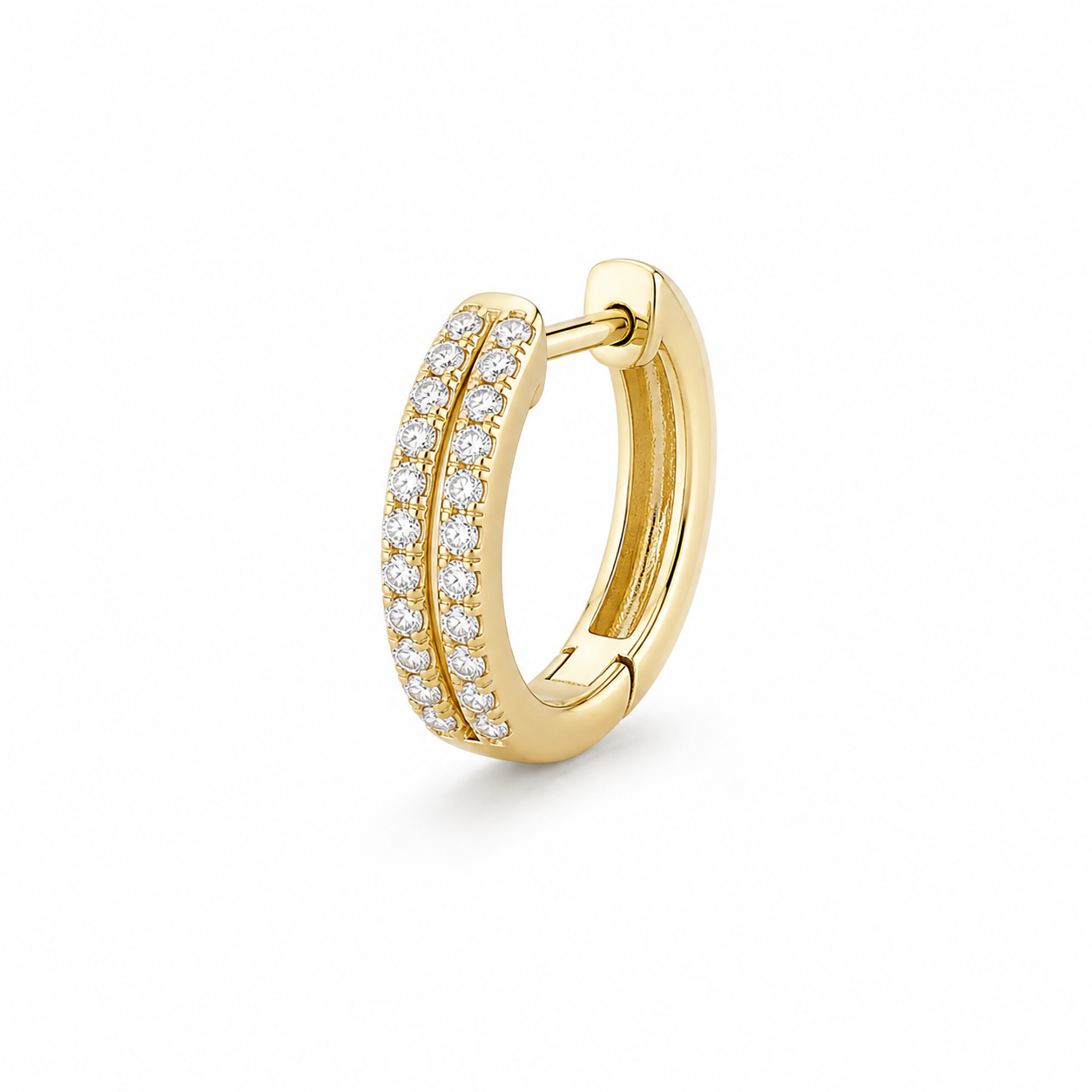 Lyra Diamond Double Row Huggie Earrings product gold by SURI