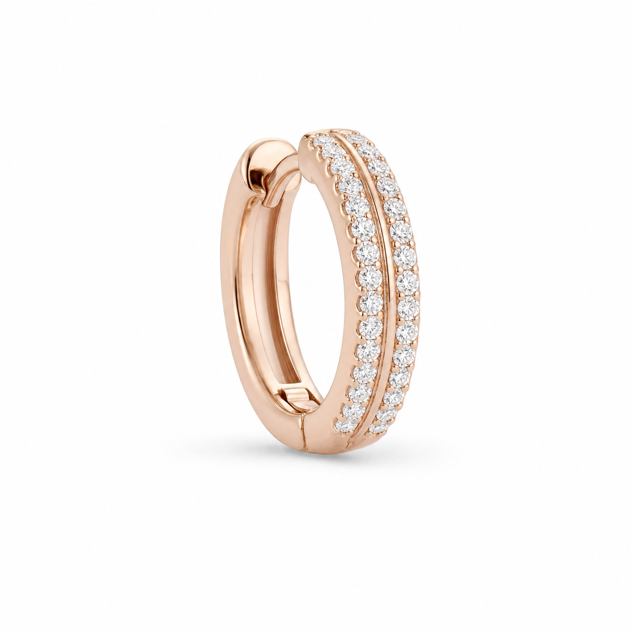 Lyra Diamond Double Row Huggie Earrings product rose by SURI