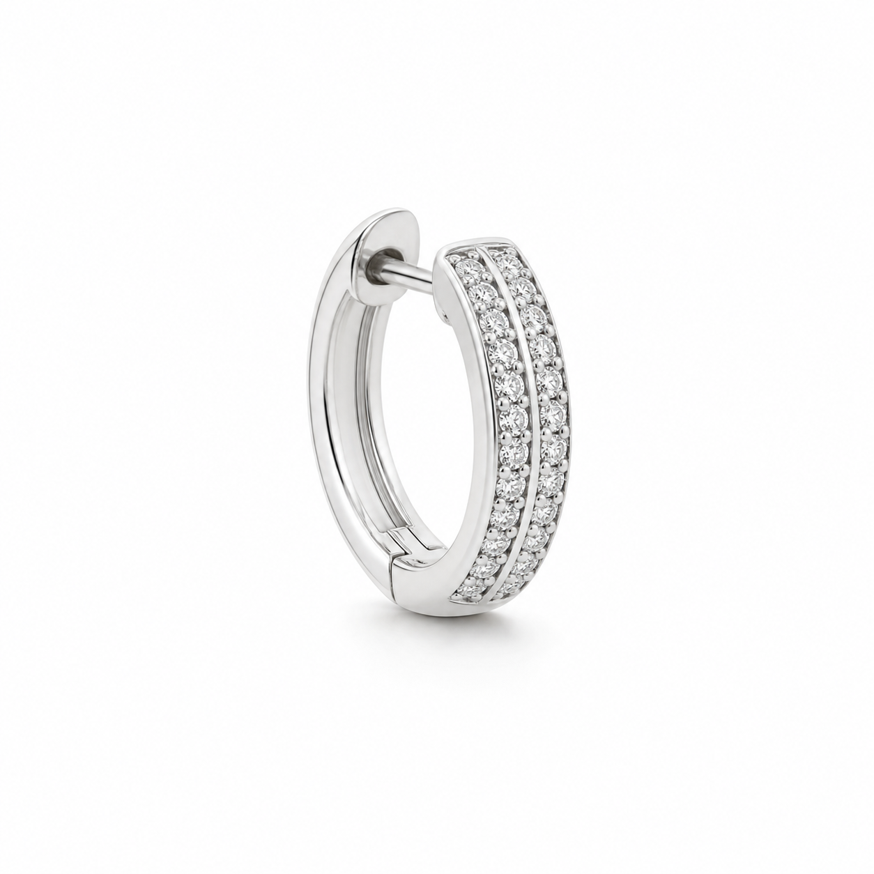Lyra Diamond Double Row Huggie Earrings product silver by SURI