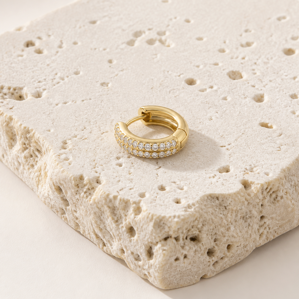 Lyra Diamond Double Row Huggie Earrings stone detail 02 by SURI