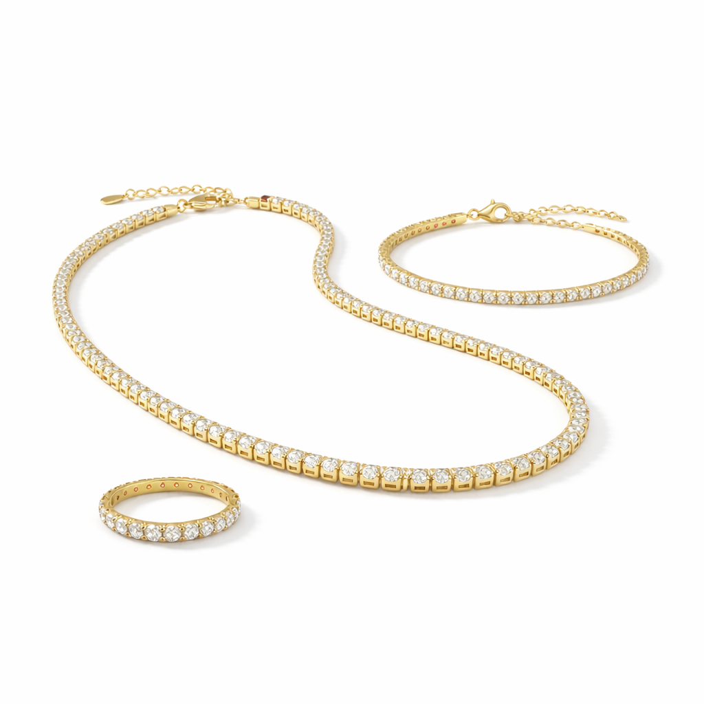 Tennis Diamond Trio Set in 10K yellow gold