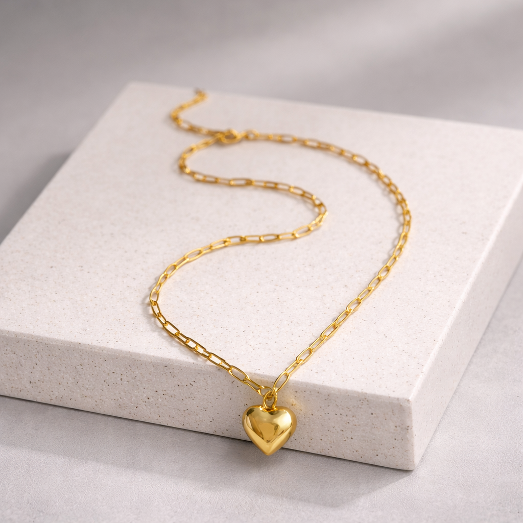 Paperclip Chain Heart Necklace