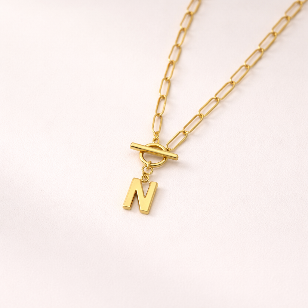 Paperclip Chain Initial Necklace