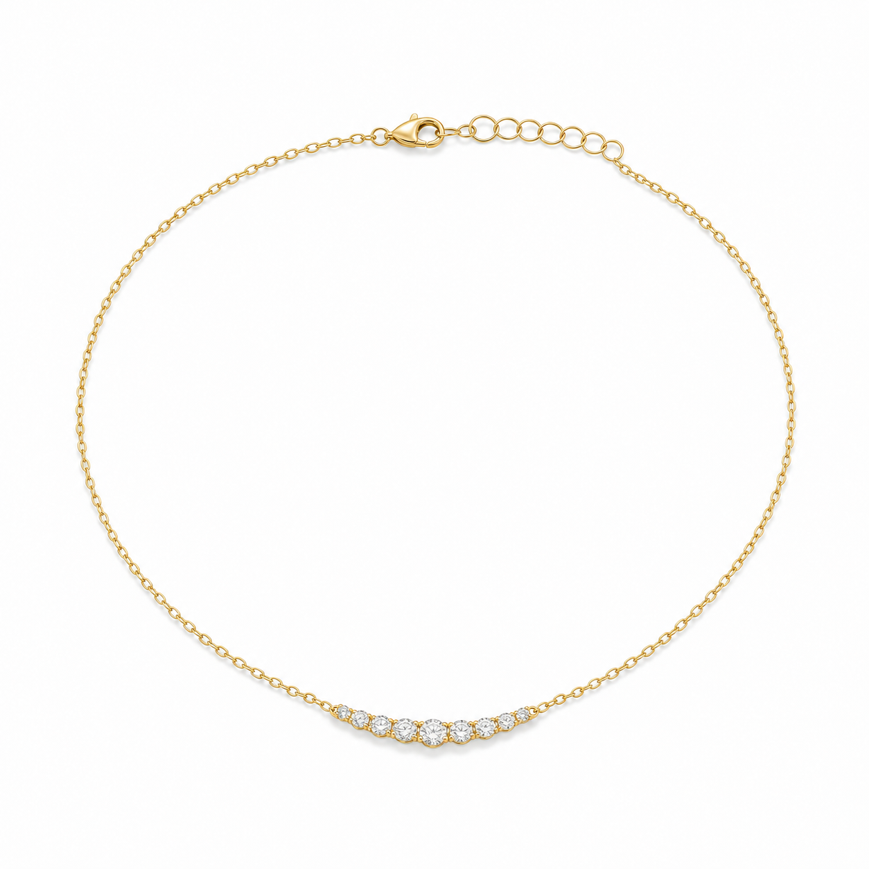 Verona Graduated Diamond Curve Necklace product gold by SURI