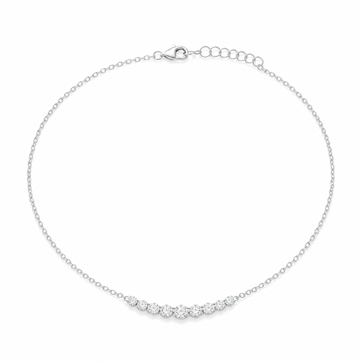 Verona Graduated Diamond Curve Necklace product silver by SURI