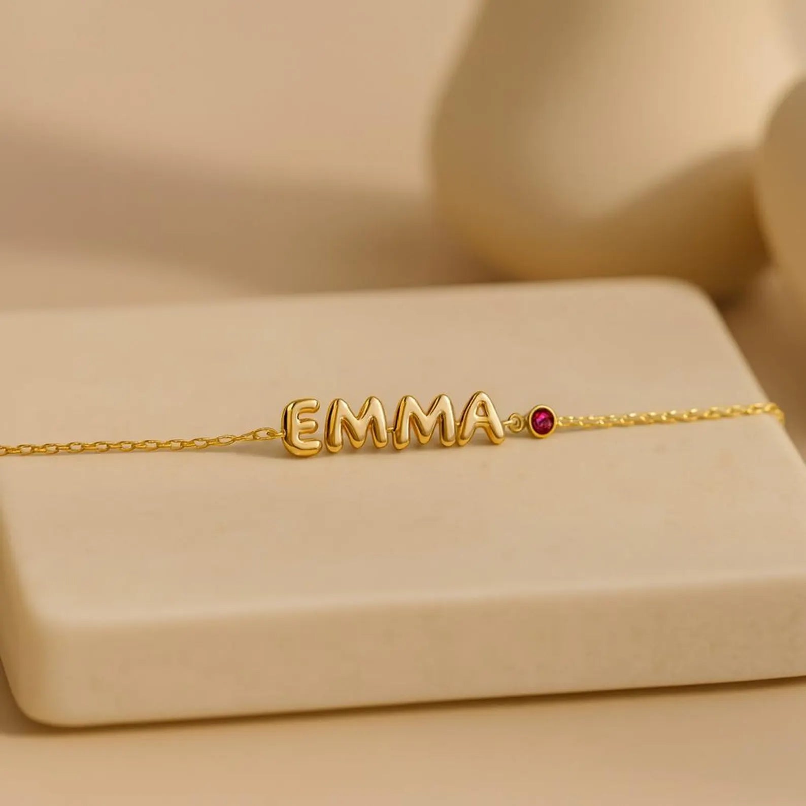 Bubble Name Birthstone Bracelet