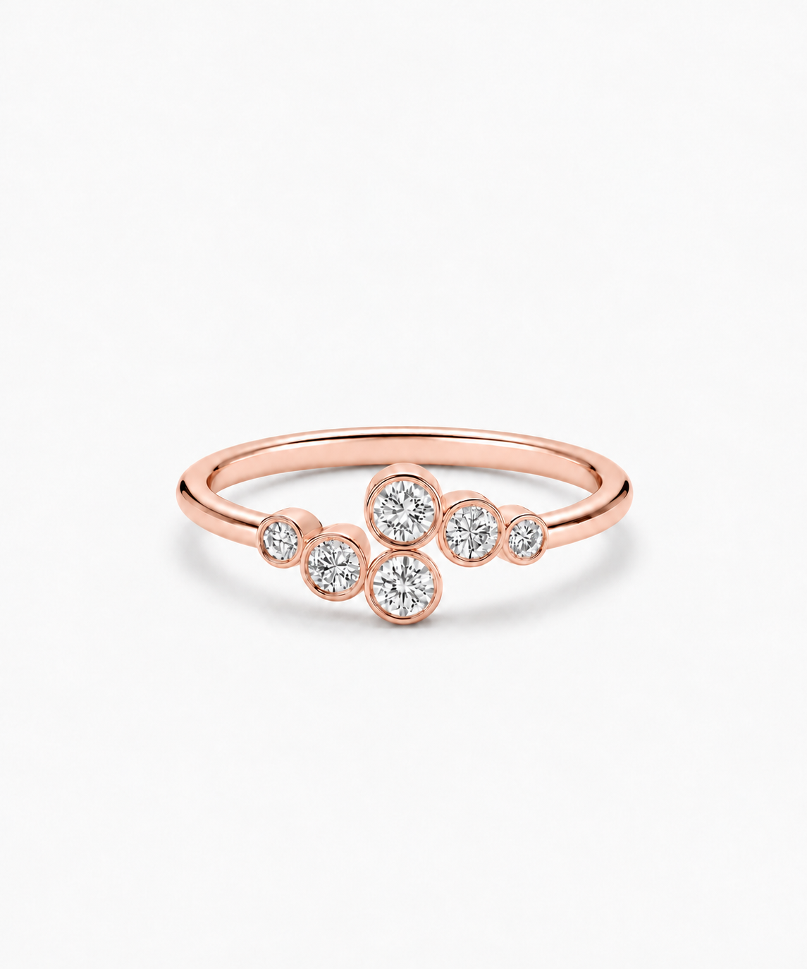 Elara Bezel Cluster Ring — Rose Gold on white background